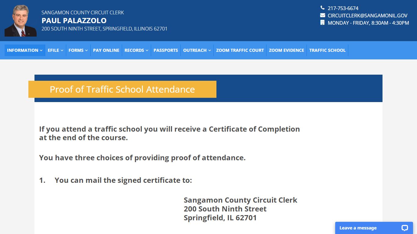 Proof of Traffic School Attendance Upload